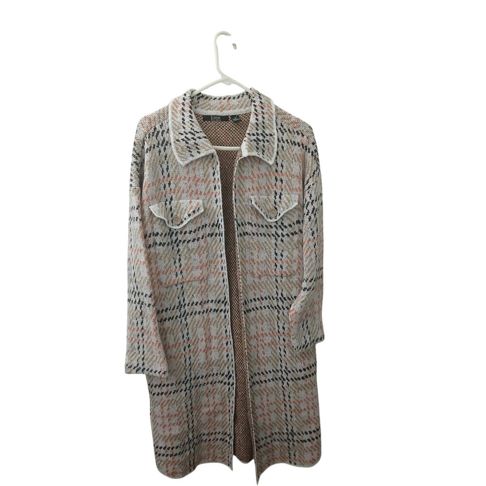 🔴 5 for $40 SALE! 
Love Ever After Multicolor Plaid Knit Cardigan w Pockets Sz L